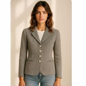 Lauren Ralph Lauren 100% Linen Herringbone Blazer Size 12 Large Classic Preppy